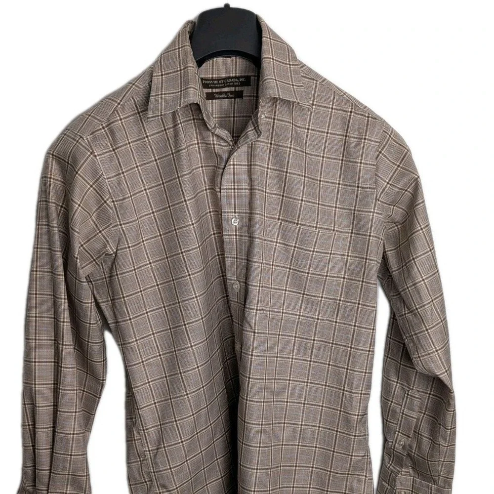 Forsyth of Canada Plaid Wrinkle Free Long Sleeve Button Up Collared Shirt Men M - Picture 3 of 9